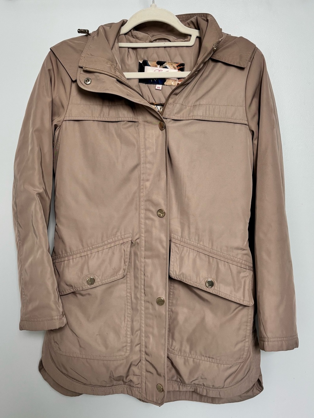 Eliza J Taupe Utility Hooded Jacket
